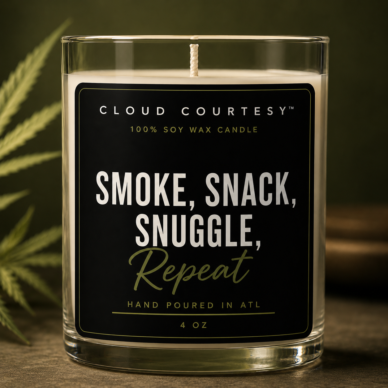 Smoke, Snack, Snuggle Repeat Candle