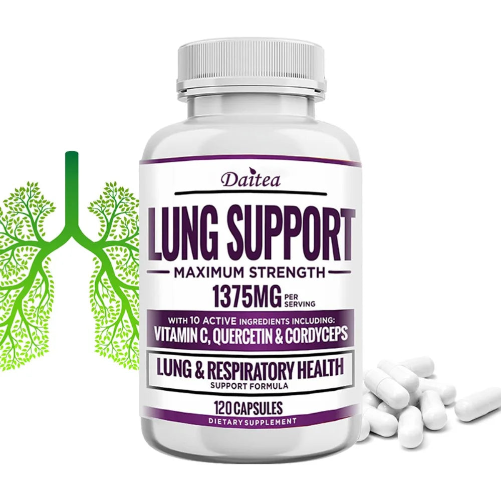 Supplement for Lung Cleanse & Detox, with Quercetin Bromelain Vitamin C & Cordyceps for Lung, Respiratory Support