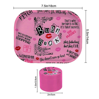 Burn Book Combo Rolling Tray and Metal Grinder 2inch