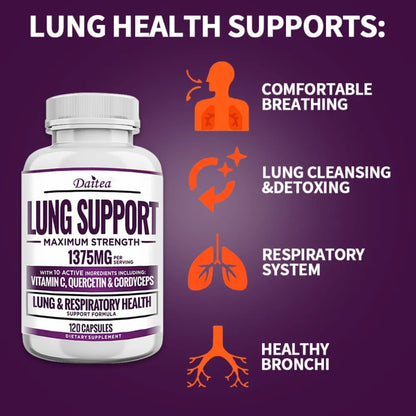 Supplement for Lung Cleanse & Detox, with Quercetin Bromelain Vitamin C & Cordyceps for Lung, Respiratory Support