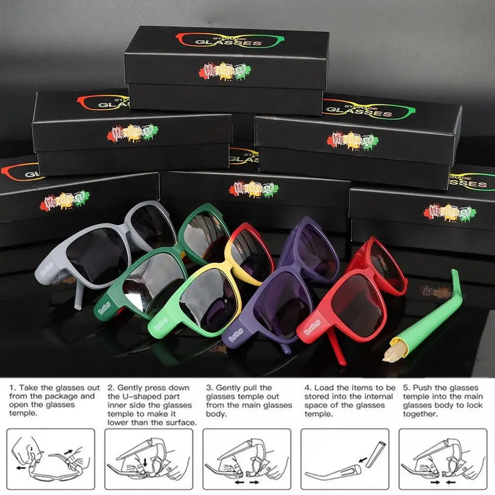 Sunglasses Hidden Storage Removable Rolling Paper Glasses