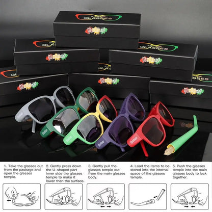 Sunglasses Hidden Storage Removable Rolling Paper Glasses