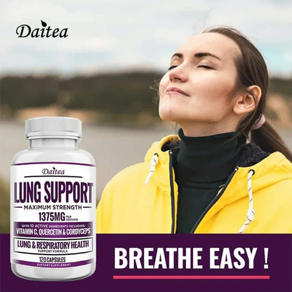 Supplement for Lung Cleanse & Detox, with Quercetin Bromelain Vitamin C & Cordyceps for Lung, Respiratory Support
