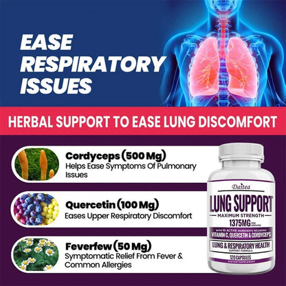 Supplement for Lung Cleanse & Detox, with Quercetin Bromelain Vitamin C & Cordyceps for Lung, Respiratory Support